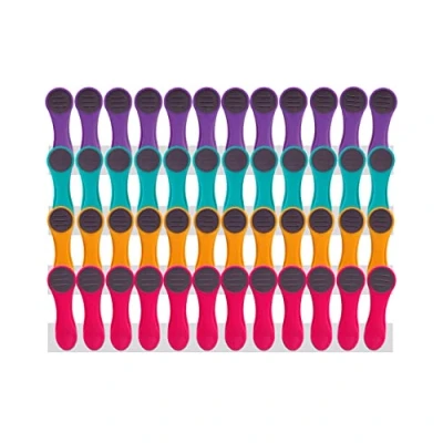 Imagen de trendfinding Pinzas para colgar la ropa Tacto suave y extremos blandos con muelles de acero inoxidable Morado, azul turquesa, amarillo, rosa, gris 48 unidades