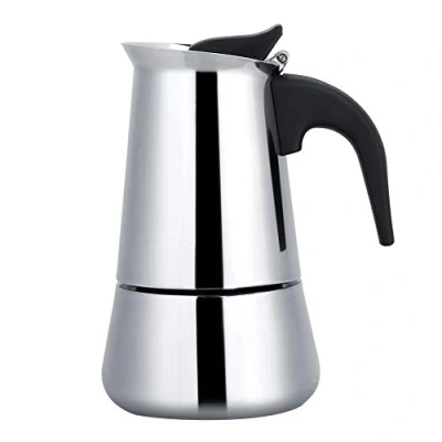 Imagen de Jenngaoo Cafetera Italiana, 2/4/6/9 Tazas espressos en Acero inoxidable, Moka Clásica, Conveniente para Cocina de Inducción(200 ml)