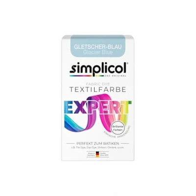 Imagen de simplicol Tinte textil expert azul glaciar, perfecto para teñir batiken y manualidades creativas, 150 g