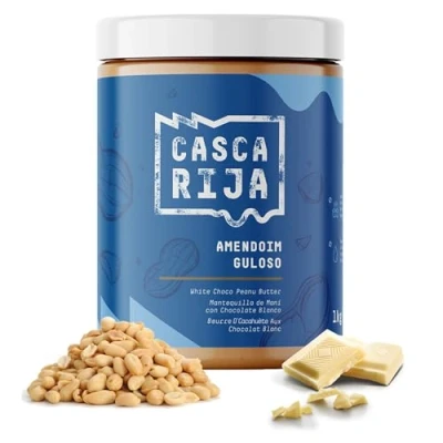 Imagen de CASCA RIJA: Crema de Cacahuete con Chocolate Branco 1 kg 89,8% Cacahuetes Tostados + 10% Blanco Canela Molida 0,01% Jengibre en Polvo 100% Cremosa Sin Trozos Cacahuetes, Vegan