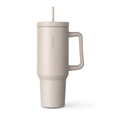 Imagen de VINSUN Taza Térmica con Pajita y Asa 1200ml Acero Inoxidable, Doble Pared, Bebidas Calientes Frías, Reutilizable Vaso Termico para Té, Viaje, Coche, Universidad