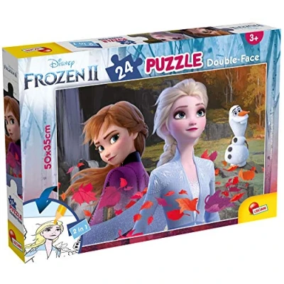 Imagen de Liscianigiochi Puzzle para niños de 24 piezas 2 en 1, Doble Cara con reverso colorear Disney Frozen La Reina las nieves 81295