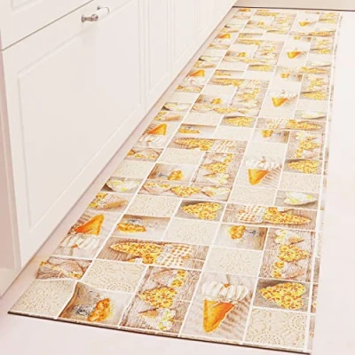 Imagen de PETTI Artigiani Italiani Alfombra de Cocina Antideslizante y Lavable 52 x 100 cm diseño Lidia Naranja 100% Made in Italy