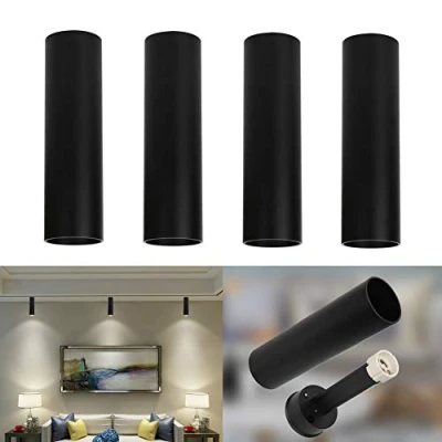 Imagen de Klighten 4 Pcs Foco de Techo Negro GU10 Lampara Focos Superficie, Luz Redonda Aluminio, Moderna superficie para Cocina, Sala, 56 x 200 mm, Bombilla no Incluida