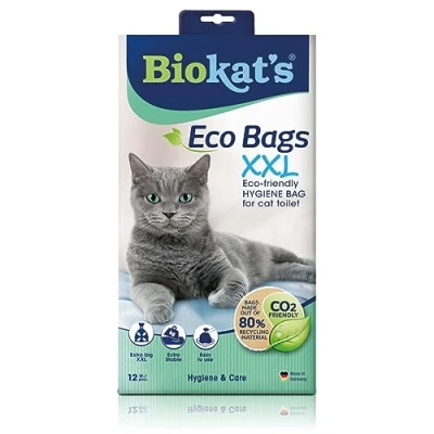 Imagen de Biokat&#039;s bolsas eco XXL Bolsa para colocar en el arenero gatos, cambio higiénico de la arena gatos 1 paquete (1 x 12 bolsas)