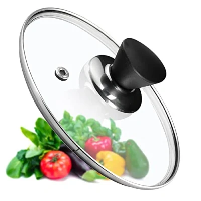 Imagen de KADAX tapa universal de cristal con mango negro mate, resistente al calor en diferentes tamaños, sartén, para olla, sartén (18 cm)