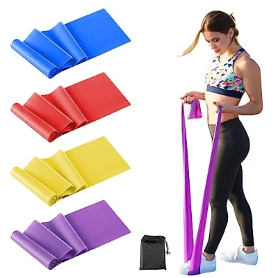 Imagen de Relota Set de 4 Gomas Elasticas Musculacion, Bandas Musculacion Niveles Resistencia, Cintas Fitness con Bolsa Almacenamient para Entrenamiento Fuerza, Yoga, Pilates