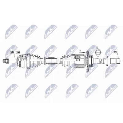 Imagen de NTY NPW TY 075 Árbol de transmisión Eje delantero, derecha 955 Caja cambios manual, 5 marchas TOYOTA: Avensis II Station Wagon, Berlina