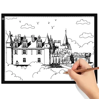 Imagen de Himimi A3 Mesa de Luz Dibujo LED Caja Portátil con USB ultra fina para diseño Artistas, Dibujo, Animación