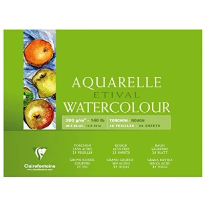 Imagen de Clairefontaine 96463C Bloc de dibujo para acuarela (grano grueso, celulosa, 36 x 48 cm, 25 hojas, 300 g), color blanco