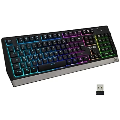Imagen de The G Lab Keyz Tungsten Teclado Gamer Inalámbrico AZERTY Gaming Wireless, Ergonómico, Discreto, Batería Larga Duración Retroiluminado para PC, PS4, PS5, Xbox One Nuevo 2021