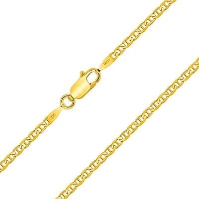 Imagen de Planetys Cadena de malla marina plata 925/1000 chapada en oro amarillo 18 quilates, ancho 2,4 mm, 40 45 50 55 60 65 70 cm