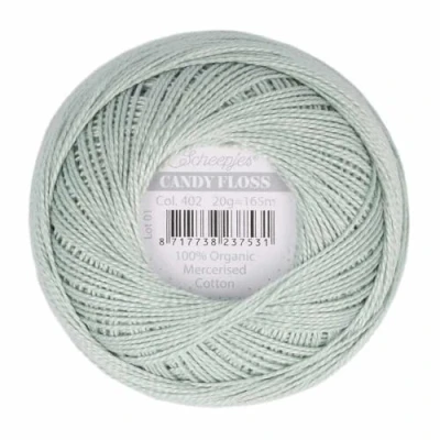 Imagen de Scheepjes Candy Floss 402 Silver Green (165m) Orgánico Mercerizado Algodón Hilo 1x20g