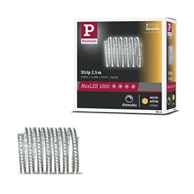 Imagen de Paulmann 79814 Strip MaxLED 1000 2,5 m sin recubrimiento incl. 1x32 W, tira de luz, plateado, cinta metal, LED 2700 K