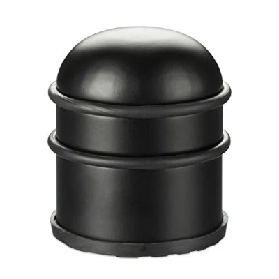 Imagen de Relaxdays Tope, Puertas y Ventanas Pesadas, Acero Inoxidable Goma, Alto Redondo, Freno Suelo, 7cm Ø, Negro