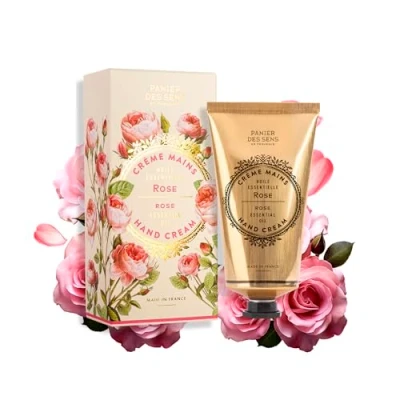 Imagen de Panier des Sens Crema de Manos para Piel Seca Rosa Mini Hidratante Con Manteca Karité y Aceite Oliva Cuidado 97% Ingredientes Naturales 75ml