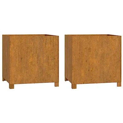Imagen de vidaXL Jardineras con Patas 2 uds Acero corten Oxidado 49x47x50 cm, Maceta, arriate Elevado, Soporte para macetas, macetero, bancal Elevado