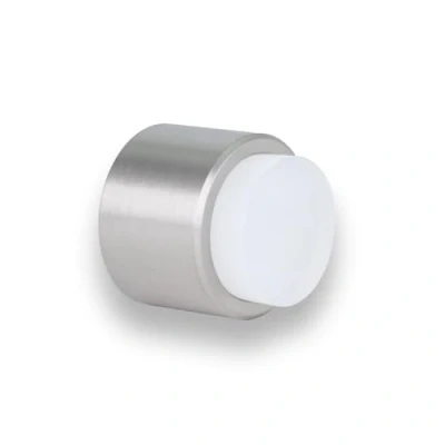 Imagen de EVI Herrajes Tope de Puerta Adhesivo para Pared 28 x mm Goma Blanca Acero Inoxidable Acabado Mate Gran Adhesión 100% Funcional Mod. I 198/28 BTPM AM