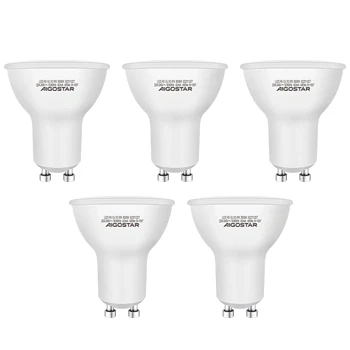 Imagen de Aigostar Pack de 5 Bombillas LED GU10 6W, 480 lumen, luz calida 3000K, Bajo consumo, no regulable