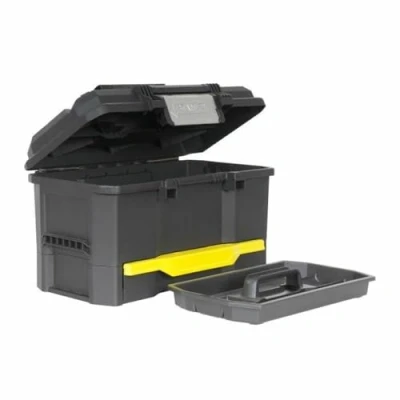 Imagen de STANLEY 1 70 316 Caja de herramientas 19&quot;/40.5 cm con autocierre y cajón, Negro, Amarillo