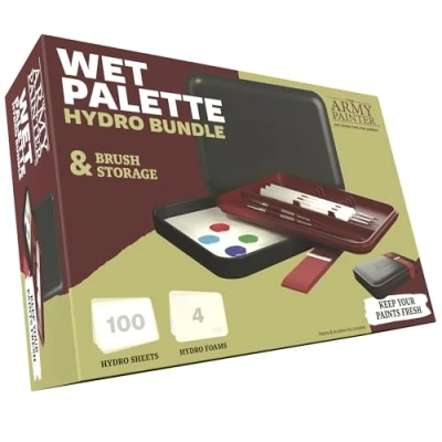 Imagen de The Army Painter, Paleta Húmeda con Tapa para Pintura Acrílica y Paquete de Papel Hydro Pack 100 Hojas 4 Esponjas Miniaturas