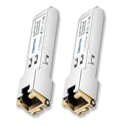 Imagen de [Paquete de 2] Transceptor SFP+ a RJ45, módulo Cobre, Cat.6a/7, hasta 30 m, para Cisco SFP 10G T S, MikroTik S+RJ10, Ubiquiti UF RJ45 10G, Netgear AXM765, TP Link, Fortinet