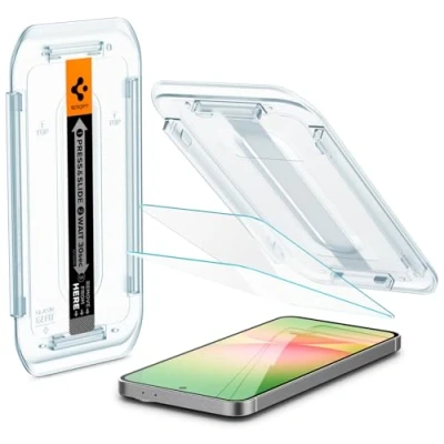 Imagen de Spigen EZ Fit Cristal Templado Clear Protector De Pantalla con Montageframe Samsung Galaxy S24 FE Paquete 2
