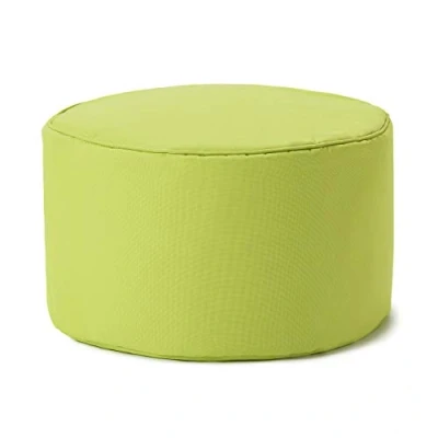 Imagen de Lumaland Puff Reposapiés Impermeable Comfort Line Taburete Otomano Redondo para Interior y Exterior Resistente, Versátil Moderno 45 x 25 cm/Verde Manzana