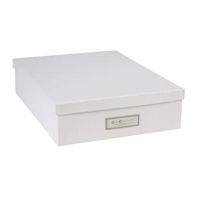 Imagen de Bigso Box of Sweden Organizador de documentos para folios A4, folletos, etc. Caja almacenaje con tapa y etiqueta escritorio tablero fibras papel blanco
