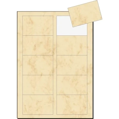 Imagen de Sigel DP744 100 tarjetas de visita 3C, imprimible, corte liso los bordes, tamaño 85 x 55 mm, mármol beige