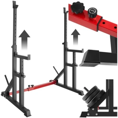 Imagen de tectake 404237 Estante para sentadillas con soporte pesas, Squat rack, Aparato entrenamiento de fuerza, Equipo fitness