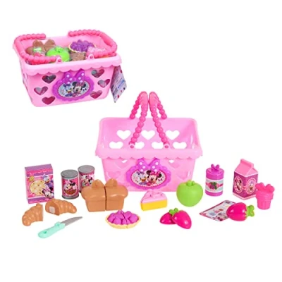 Imagen de Juego de Cesta la Compra Minnie Bow Tique Bowtastic Disney Junior con Comida Juguete y Accesorios, simulación; Juguetes para niños a Partir 3 años Just Play
