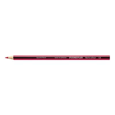Imagen de STAEDTLER Noris Colour 185 23 Caja 12 lápices de color rojo burdeos hexagonales. Material WOPEX ecológico con madera certificada por PEFC. Diseño a rayas negras y del mismo que la mina