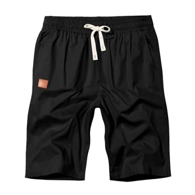 Imagen de Djtnzdm Pantalones Cortos Hombre Deporte Shorts Deportivos Algodon Pantalon Corto Casual Pantalón Cargo con Bolsillos(Negro M)