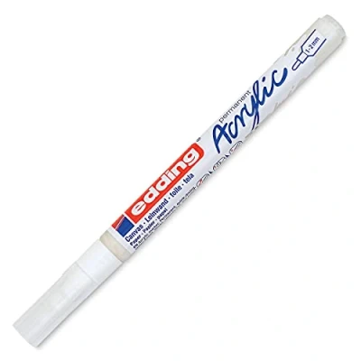 Imagen de edding 5300 fine line acrylic marker white 1 waterproof round tip 2 mm