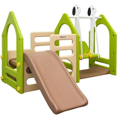 Imagen de Casa de Juegos eyepower para niños y niñas con Tobogán + Columpio Paneles Escalada Interiores Exteriores