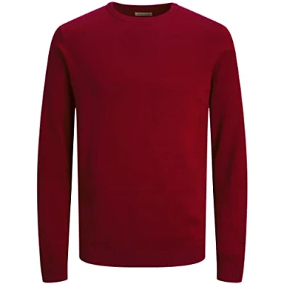 Imagen de JACK &amp; JONES Suéter de punto para hombre sólido, Red Dahlia, XXL