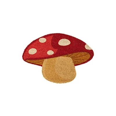 Imagen de Fisura Felpudo Exterior “Seta de Coco con Base Antideslizante PVC. Formas para Entrada casa. Medidas: 60 x 40. Colores: Rojo y Crema.