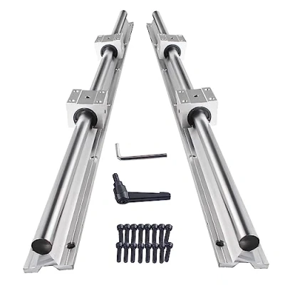 Imagen de CNCMANS riel lineal de 2 unidades SBR12 1000 mm, guía acero inoxidable con 4 rodamientos lineales SBR12UU, piezas CNC para impresora 3D, motor paso a (guía mm)