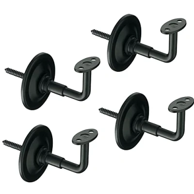 Imagen de Pack de 4 unidades Soporte para Pasamanos Barandilla Escaleras Resistente y Duradero Montaje en Pared Acero Color: Negro Mate Incluye: Tornillos Tacos