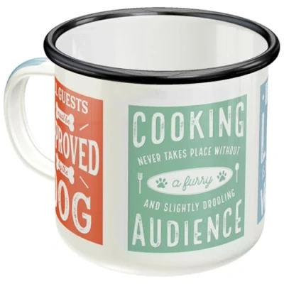 Imagen de Nostalgic Art Taza esmaltada retro, Dog Rules Idea de regalo para dueños perros, Copa camping, diseño vintage con frase, 360 ml