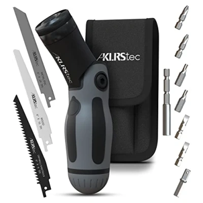 Imagen de KLRStec® Multiherramienta profesional 2 en 1 Multifunción de destornillador Con punta mágnetica y sierra calara todo uno estuche, clip para cinturón 12 piezas accesorios