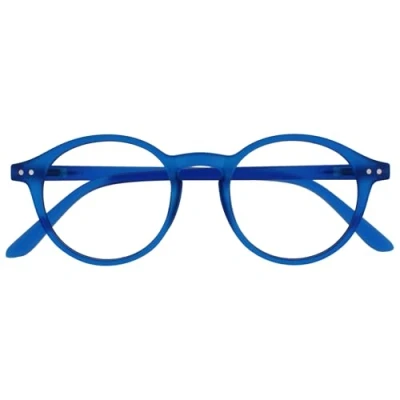Imagen de OPULIZE REY Gafas de Lectura Montura Redonda Retro Azul Mate Hombre Mujer Bisagras Muelle R56 3 +1.00