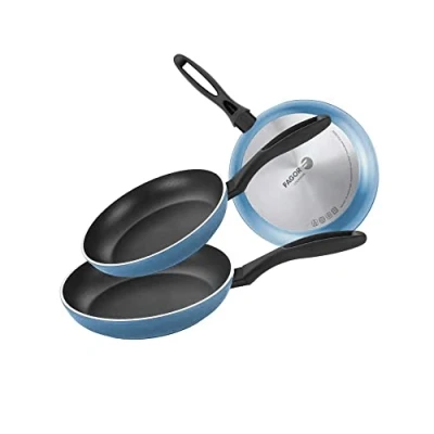 Imagen de Fagor Maxima Set Juego Sartenes Inducción 20 24 28 cm, Aluminio Forjado, Espesor 4 mm, Antiadherente Ecológico XYLAN PLUS sin PFOA, Apta Todas Las Cocinas, Vitrocerámica, Gas, Lavavajillas, Azul