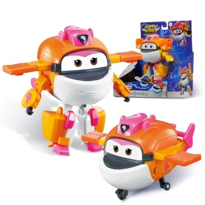 Imagen de Super Wings avión Transformer Supercharged Tiki, Altura Aprox. 12,7 cm, 2 in 1 Figura de y Robot Juguete para niños niñas a Partir 3 años