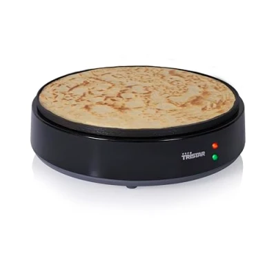 Imagen de Tristar Crepera 30 cm 1200 W Calentamiento Rápido Revestimiento Antiadherente 10 Niveles de Calor Sin BPA Almacenamiento Compacto Incluye Espátula y Palo en T, BP 2627