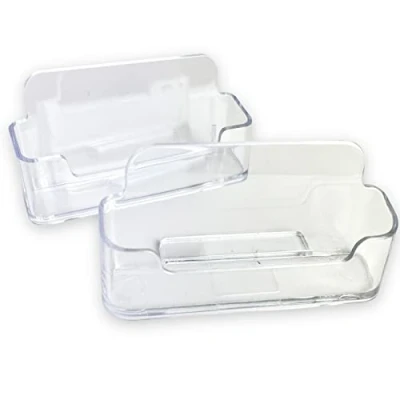 Imagen de PACK 2 Tarjetero Tarjetas Visita, Transparente. Soporte de Sobremesa 96x47mm para Mesa Oficina, Organizador Escritorio Acrilico, Expositor Porta Folletos