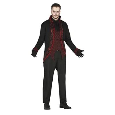 Imagen de FIESTAS GUIRCA Disfraz de Vampiro Gótico Atuendo Rojo y Negro para Hombre Adulto Talla M 48 50