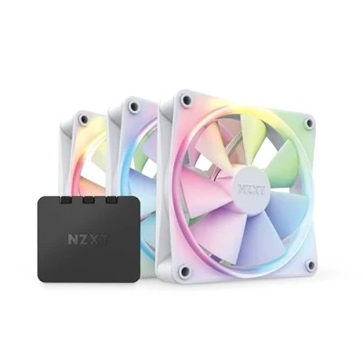 Imagen de NZXT Ventiladores RGB F120, RF R12TF W1, personalización avanzada de iluminación RGB, refrigeración silenciosa, triple (ventilador y controlador INCLUIDOS), ventilador 120 mm, blanco