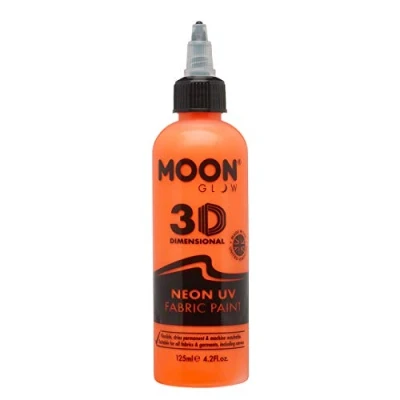 Imagen de Moon Glow Pintura para Tela Neon UV 3D Textil Ropa, Camisetas, Bolsos, Zapatos y lienzos Naranja Intenso 125 ml (Paquete de 1)
